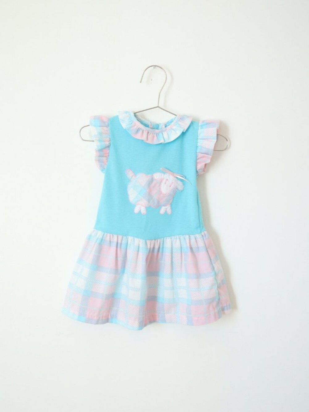 Vintage Sheep Applique Frilled Sleeve Dress / 2T